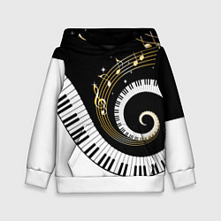 Толстовка-худи детская МУЗЫКАЛЬНЫЙ УЗОР, цвет: 3D-белый