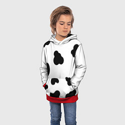 Толстовка-худи детская Cow print, цвет: 3D-красный — фото 2