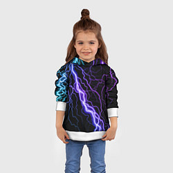 Толстовка-худи детская НЕОНОВАЯ МОЛНИЯ ГРОЗА, цвет: 3D-белый — фото 2