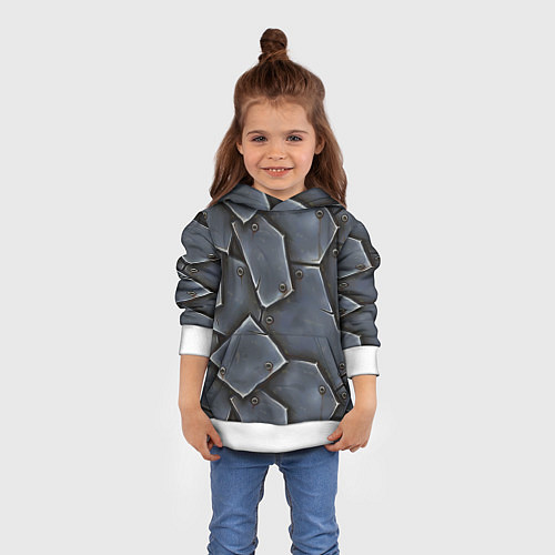 Детская толстовка ЖЕЛЕЗНЫЕ ПЛИТЫ БРОНЯ / 3D-Белый – фото 4