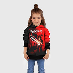 Толстовка-худи детская Чёрный Аста красный туман, цвет: 3D-черный — фото 2
