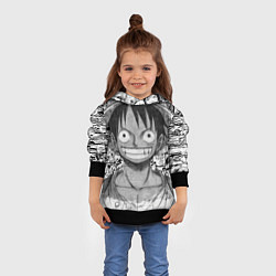 Толстовка-худи детская Луфи улыбается one piece, цвет: 3D-черный — фото 2