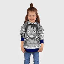 Толстовка-худи детская Луфи улыбается one piece, цвет: 3D-синий — фото 2
