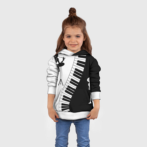 Детская толстовка Черно Белое пианино / 3D-Белый – фото 4
