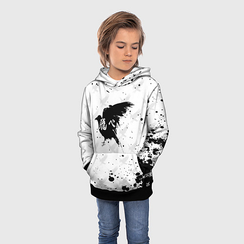 Детская толстовка Лозунг Карасуно ворон Haikyu!! / 3D-Черный – фото 3