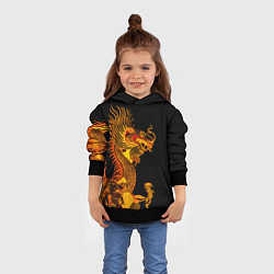 Толстовка-худи детская Золотой китайский дракон, цвет: 3D-черный — фото 2