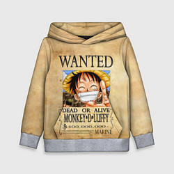 Толстовка-худи детская Манки Д Луффи в розыске One Piece, цвет: 3D-меланж