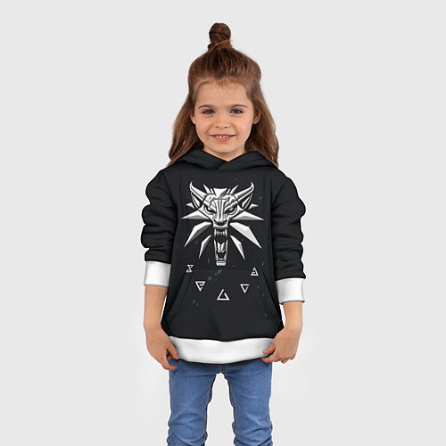 Детская толстовка THE WITCHER СЕРЫЙ ЛОГОТИП / 3D-Белый – фото 4