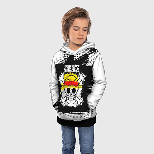 Детская толстовка Весёлый Роджер пиратов Соломенной Шляпы / 3D-Черный – фото 3