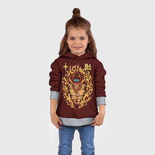 Детская толстовка One Piece Портгас Д Эйс в огне / 3D-Меланж – фото 4