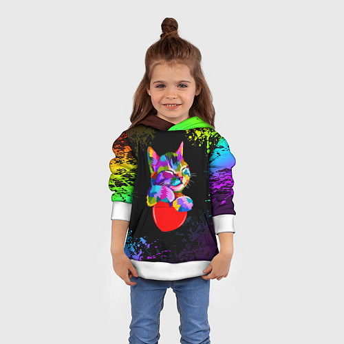Детская толстовка РАДУЖНЫЙ КОТИК RAINBOW KITTY / 3D-Белый – фото 4