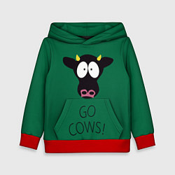 Толстовка-худи детская Go Cows, цвет: 3D-красный