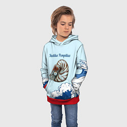 Толстовка-худи детская Nautilus Pompilius океан, цвет: 3D-красный — фото 2
