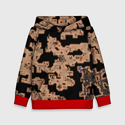 Толстовка-худи детская Heroes III Dungeon Map, цвет: 3D-красный