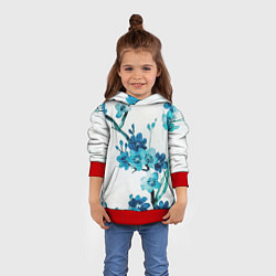 Толстовка-худи детская Голубая сакура, цвет: 3D-красный — фото 2