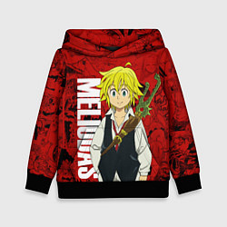 Толстовка-худи детская Мелиодас, Meliodas, цвет: 3D-черный