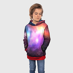 Толстовка-худи детская Космос, сияние и звезды, цвет: 3D-красный — фото 2