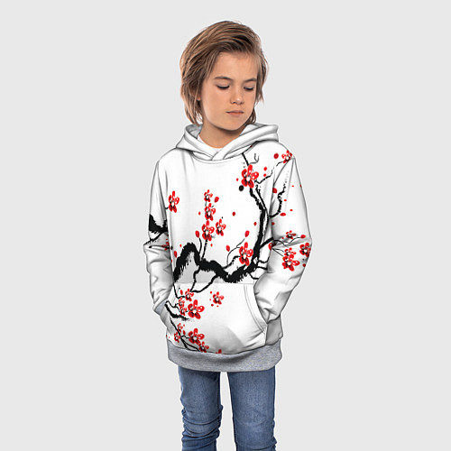 Детская толстовка САКУРА ЦВЕТЁТ И БЛАГАУХАЕТ / 3D-Меланж – фото 3