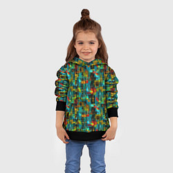Толстовка-худи детская Разноцветные штрихи на бирюзе, цвет: 3D-черный — фото 2