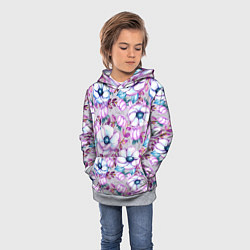 Толстовка-худи детская Анемоны - цветочный ковер, цвет: 3D-меланж — фото 2