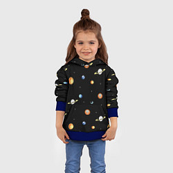 Толстовка-худи детская Планеты в космосе, цвет: 3D-синий — фото 2