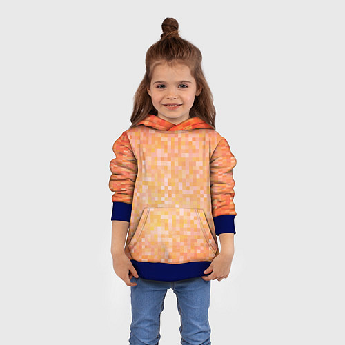 Детская толстовка Оранжевая пиксель абстракция / 3D-Синий – фото 4