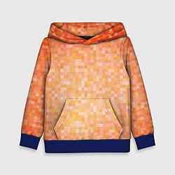 Толстовка-худи детская Оранжевая пиксель абстракция, цвет: 3D-синий