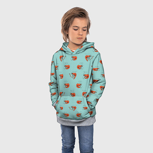 Детская толстовка Креветки паттерн / 3D-Меланж – фото 3