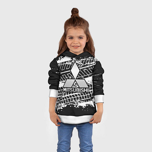 Детская толстовка MITSUBISHI СЛЕДЫ ШИН / 3D-Белый – фото 4