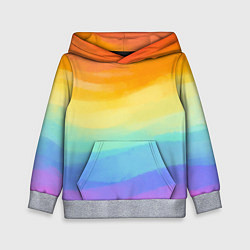 Толстовка-худи детская РАДУЖНЫЕ ВОЛНЫ RAINBOW WAVES Z, цвет: 3D-меланж