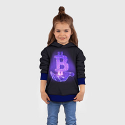 Толстовка-худи детская BITCOIN IN HAND БИТКОИН, цвет: 3D-синий — фото 2