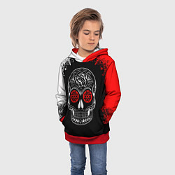 Толстовка-худи детская Red White Skull - Череп, цвет: 3D-красный — фото 2