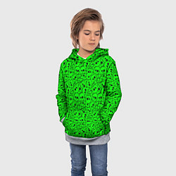 Толстовка-худи детская Черепа на кислотно-зеленом фоне, цвет: 3D-меланж — фото 2