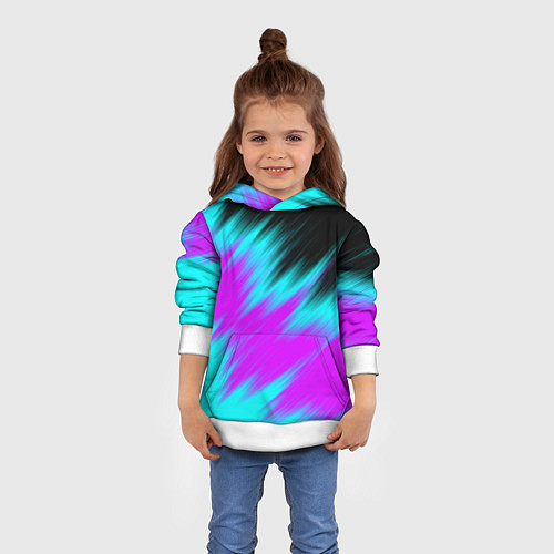 Детская толстовка НЕОНОВЫЕ ПОЛОСЫ И НИЧЕГО ЛИШНЕГО NEON STRIPES / 3D-Белый – фото 4