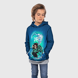 Толстовка-худи детская Тандзиро Камадо с мечом, цвет: 3D-меланж — фото 2