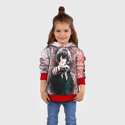 Детская толстовка Опасный Дазай Осаму / 3D-Красный – фото 4