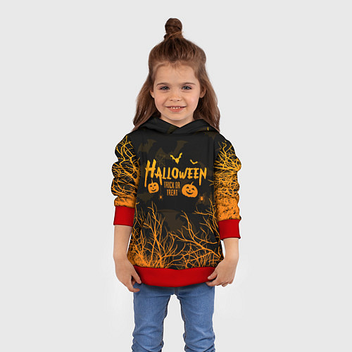 Детская толстовка HALLOWEEN FOREST BATS ЛЕТУЧИЕ МЫШИ В ЛЕСУ ХЕЛЛОУИН / 3D-Красный – фото 4