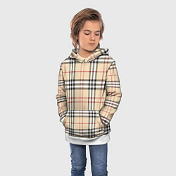 Толстовка-худи детская Клетчатый принт в стиле Burberry, цвет: 3D-белый — фото 2