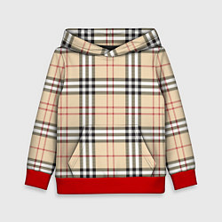 Толстовка-худи детская Клетчатый принт в стиле Burberry, цвет: 3D-красный