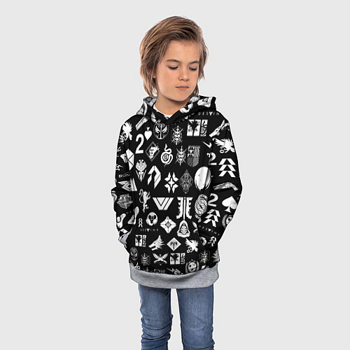 Детская толстовка DESTINY 2 PATTERN GAME LOGO ДЕСТИНИ 2 ПАТТЕРН СИМВ / 3D-Меланж – фото 3