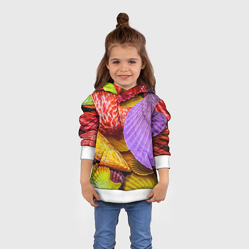 Детская толстовка Разноцветные ракушки multicolored seashells / 3D-Белый – фото 4