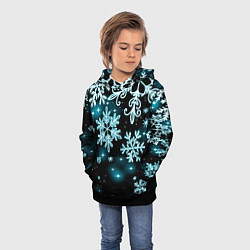 Толстовка-худи детская Космические снежинки, цвет: 3D-черный — фото 2