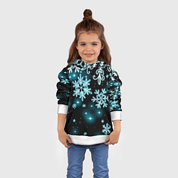 Толстовка-худи детская Космические снежинки, цвет: 3D-белый — фото 2