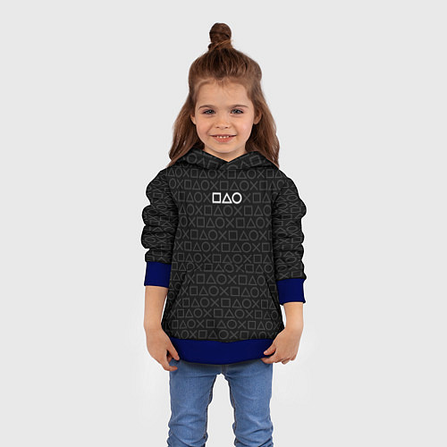 Детская толстовка ПАТТЕРН КРУГ КВАДРАТ ТРЕУГОЛЬНИК PATTERN / 3D-Синий – фото 4