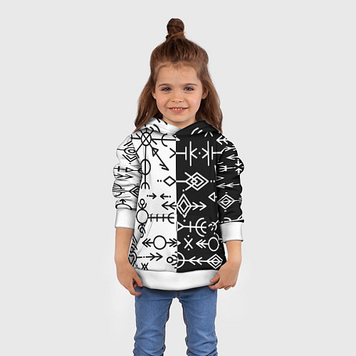 Детская толстовка ДРЕВНИЕ СЛАВЯНСКИЕ РУНЫ / 3D-Белый – фото 4