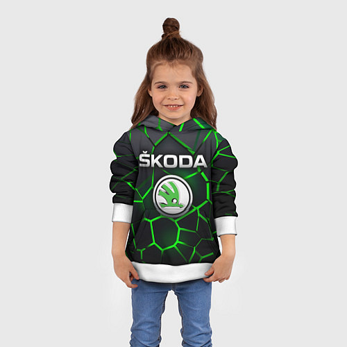 Детская толстовка Skoda 3D плиты с подсветкой / 3D-Белый – фото 4