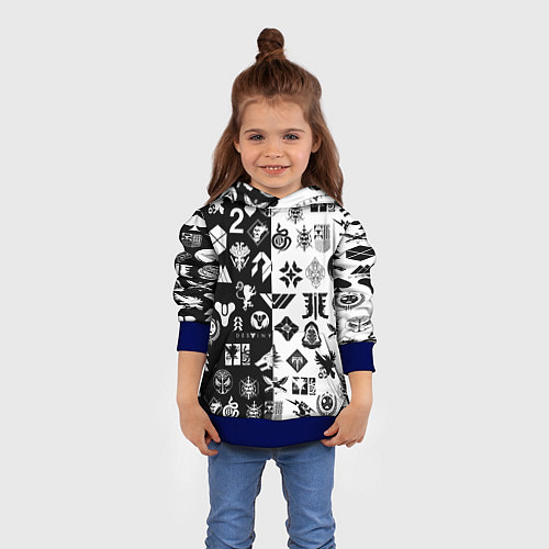 Детская толстовка DESTINY LOGOBOMBING ЧЁРНО БЕЛОЕ / 3D-Синий – фото 4