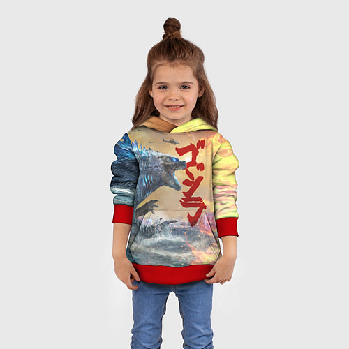 Детская толстовка ГОДЗИЛЛА АТАКУЕТ! / 3D-Красный – фото 4