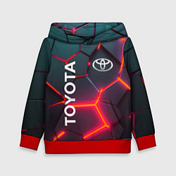 Толстовка-худи детская TOYOTA 3D NEON ТОЙОТА 3Д ПЛИТЫ НЕОН, цвет: 3D-красный