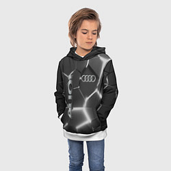 Толстовка-худи детская AUDI GREY 3D ПЛИТЫ, цвет: 3D-белый — фото 2